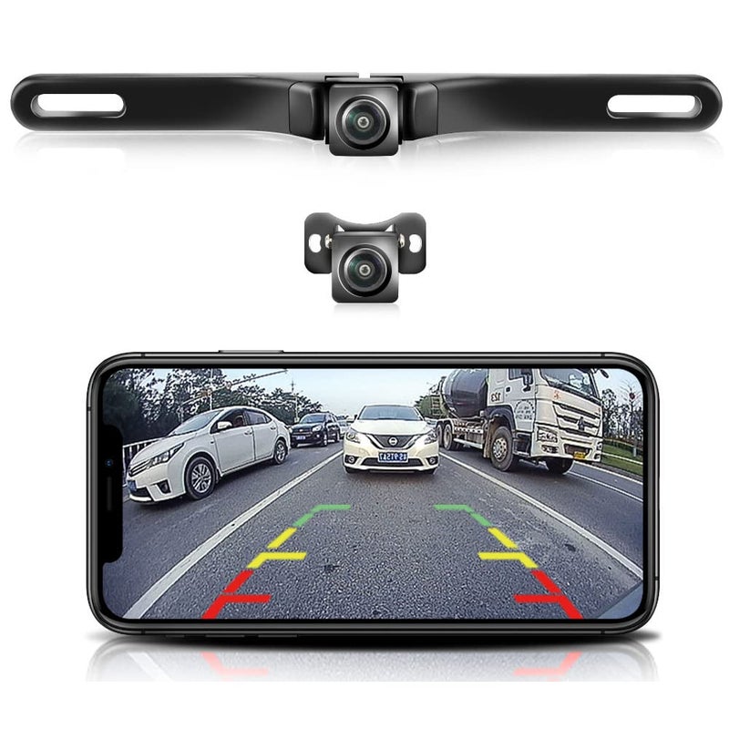 GreenYi WiFi Car Backup Camera, GreenYi 5G 720P HD Car License Plate Rear/Front View Reverse Camera for iPhone iPad Android Smart Phones Tablets Which Support Double Band WiFi - Image 1
